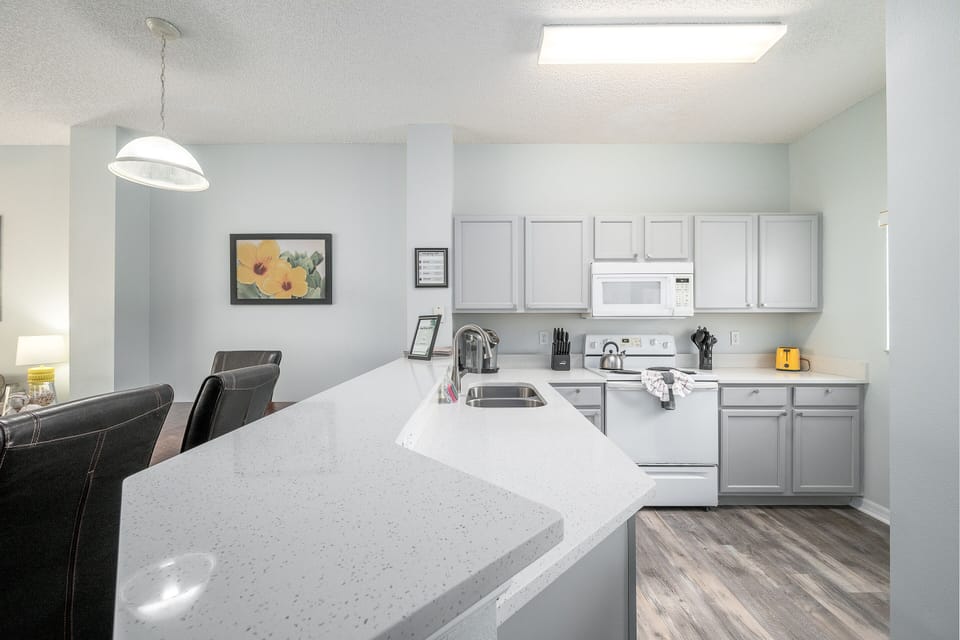 New quartz countertops in kitchen
