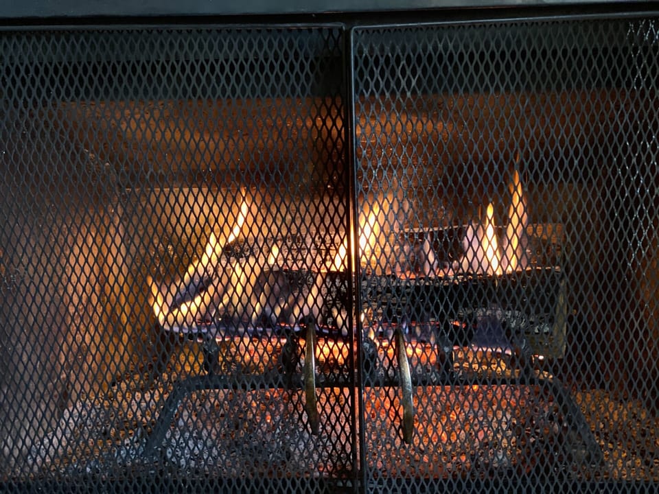 Wood fireplace in living room