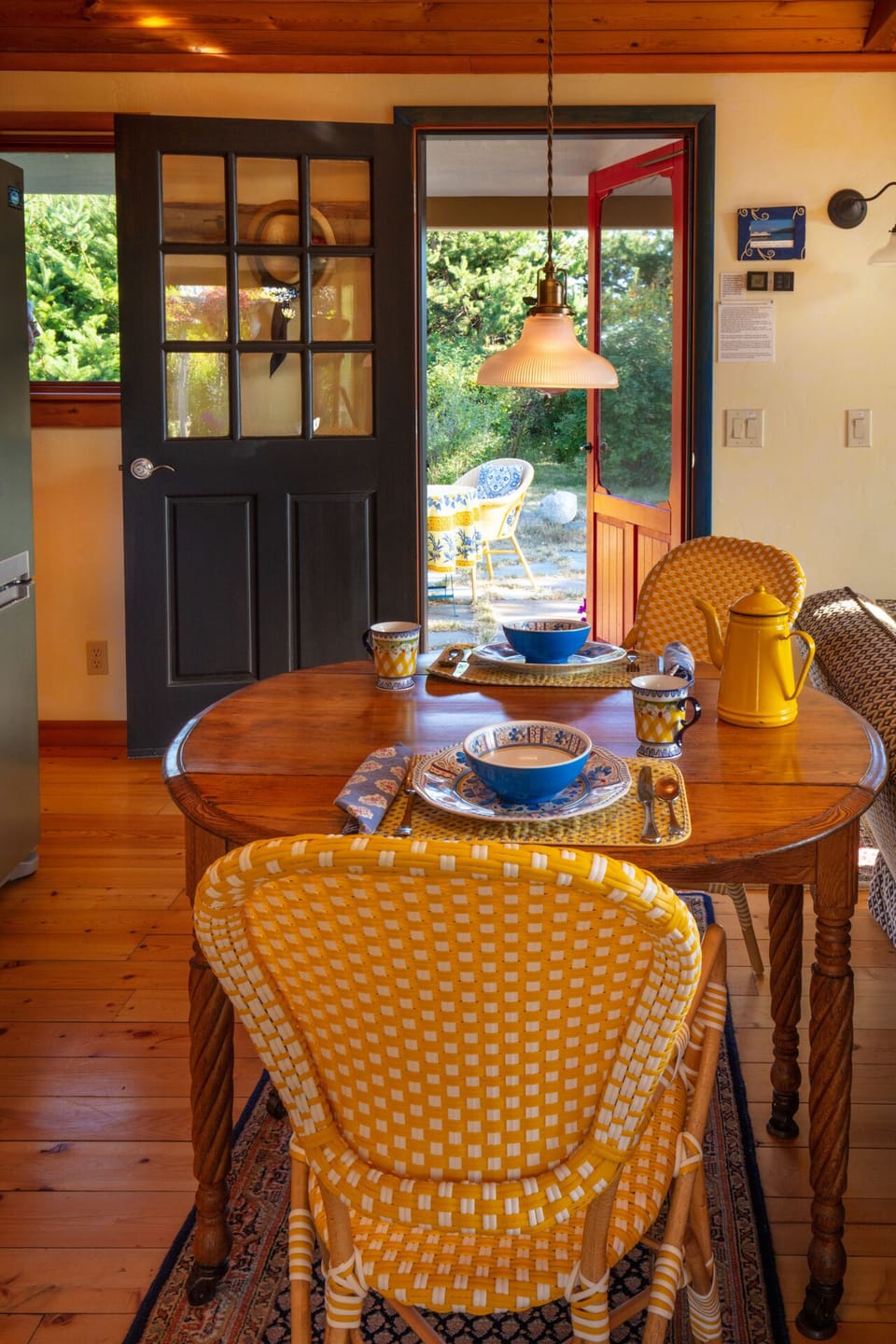 inside dining with a view of the patio