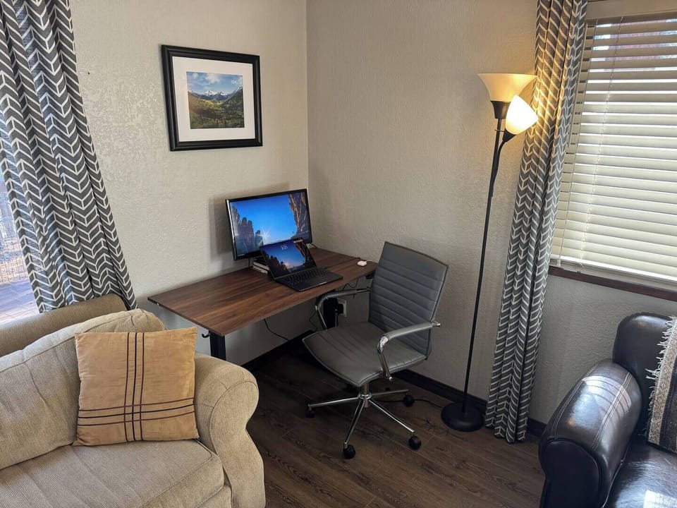 Work From Home! Fast WiFi plus adjustable Standing / Sitting Desk with Monitor (Laptop not included) 
