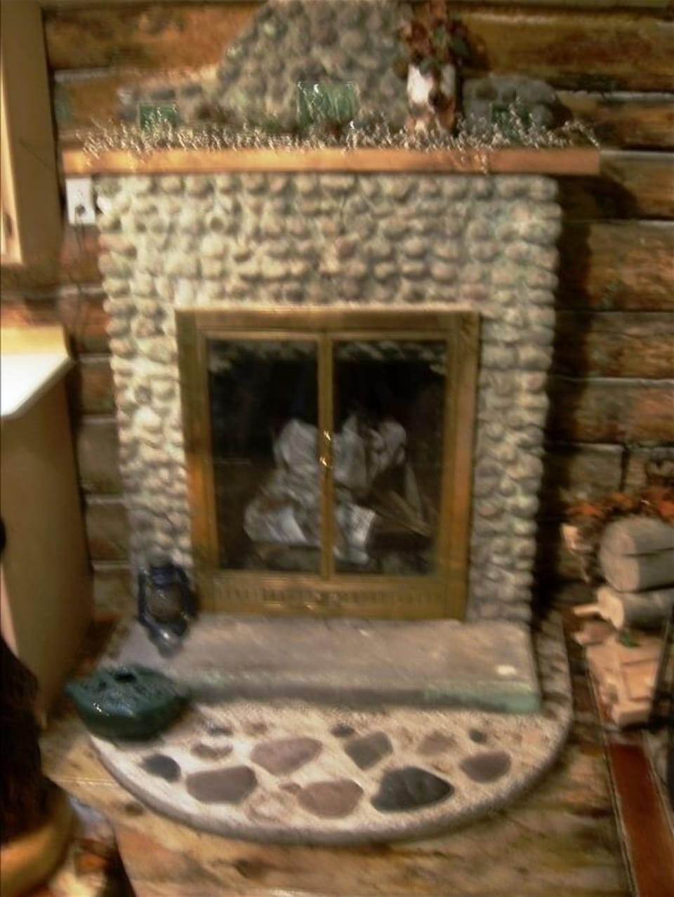 log bed with driftwood