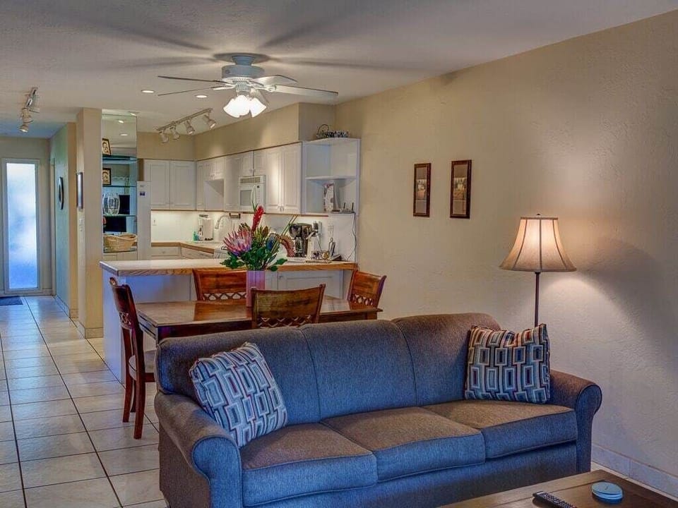 View from front door into kitchen and dining area