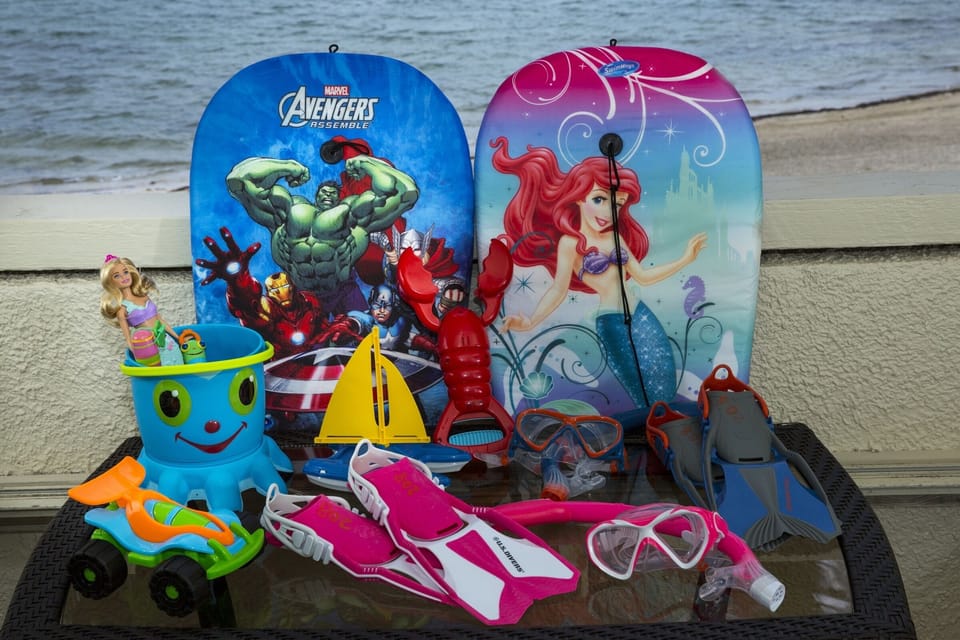 Kids toys provided - and our Flaming Ocean Kayak!