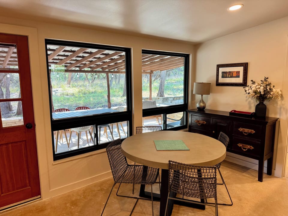 Dining tables both inside and out