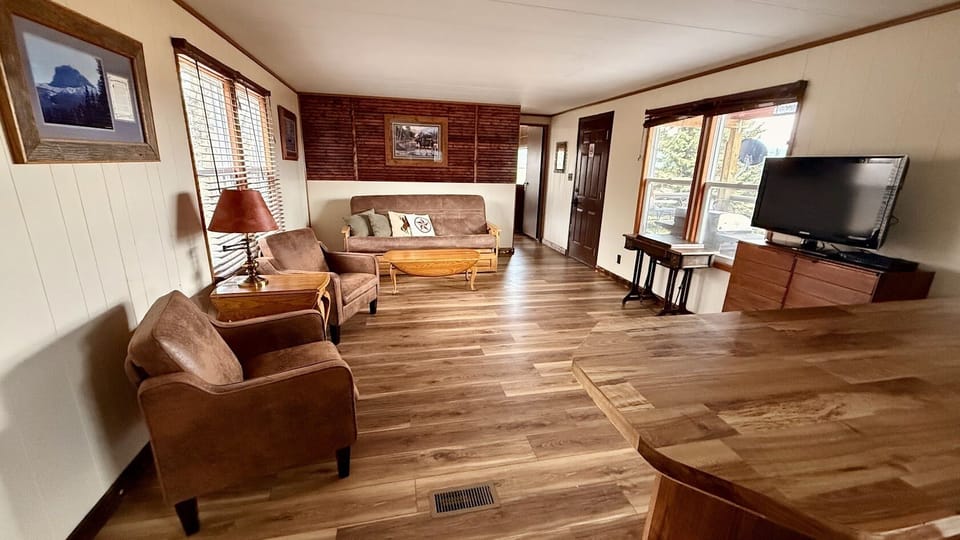 Open Living Room With Kitchen Breakfast Bar