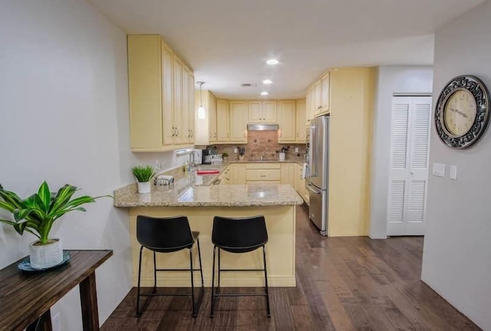 Bar at Kitchen w/ Office Desk in Connecting Hallway