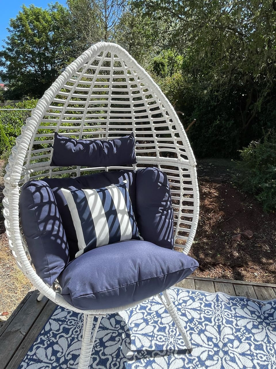 Comfortable seating on deck (some chairs removed in rainy weather months)