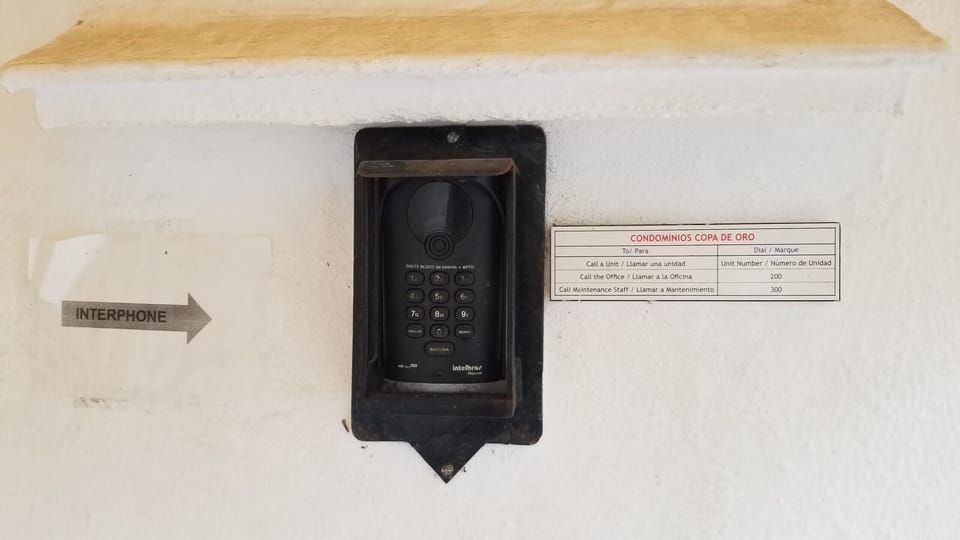 Intercom outside the gate for guest to call your unit.