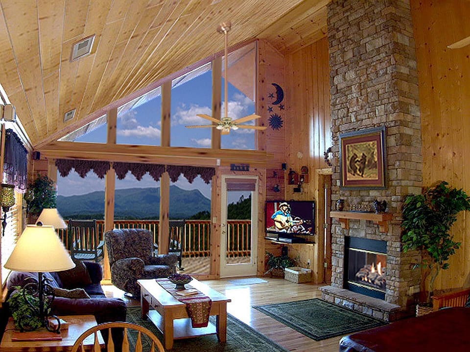 Enjoy the 42 inch HD TV, fireplace and beautiful mountain view!