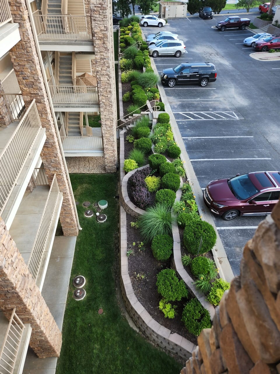 The parking outside our condo.