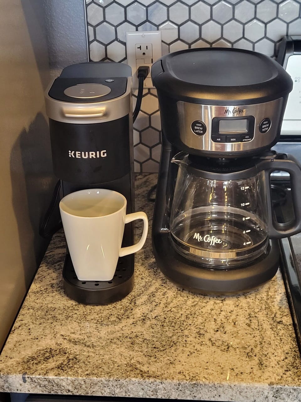 Both a drip coffee maker and a K-cup