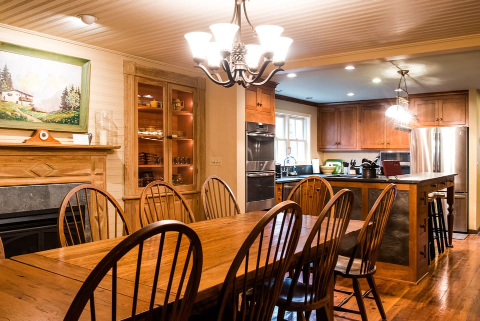 Kitchen table that seats 10, 12 if you double up at the ends!