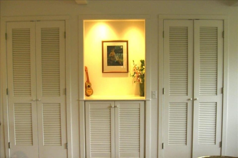 Entertainment Center hidden in cabinet to right of Art Niche