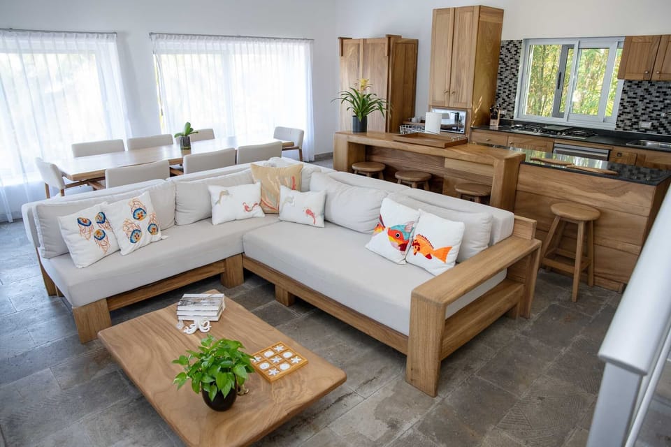 Main Area: Living + Dining + Kitchen with High Ceilings and Open Design