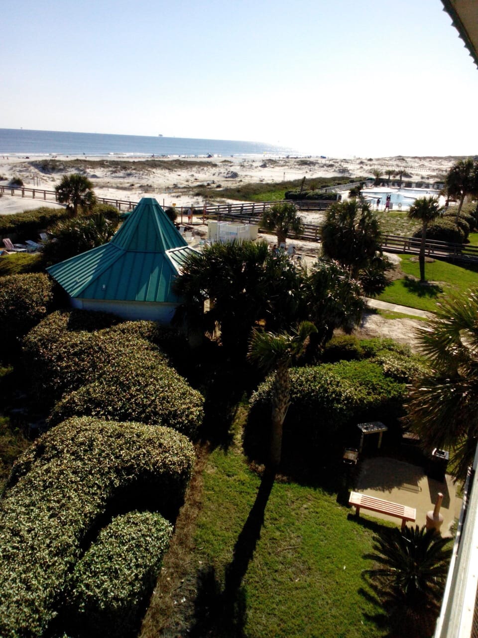 View of one of seven pools from balcony
