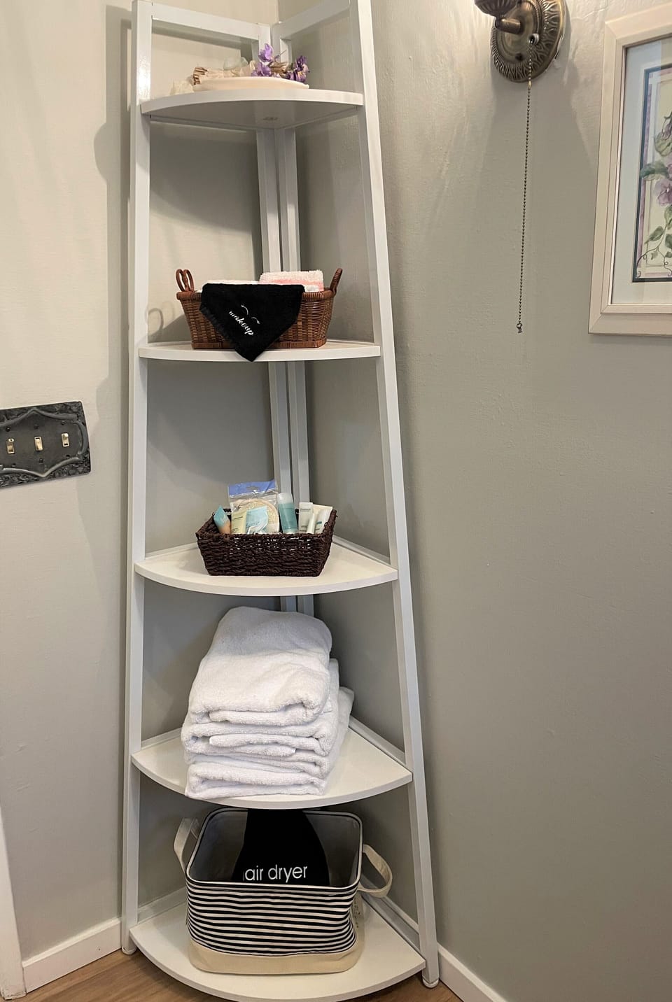 Ladder shelf hold your amenities