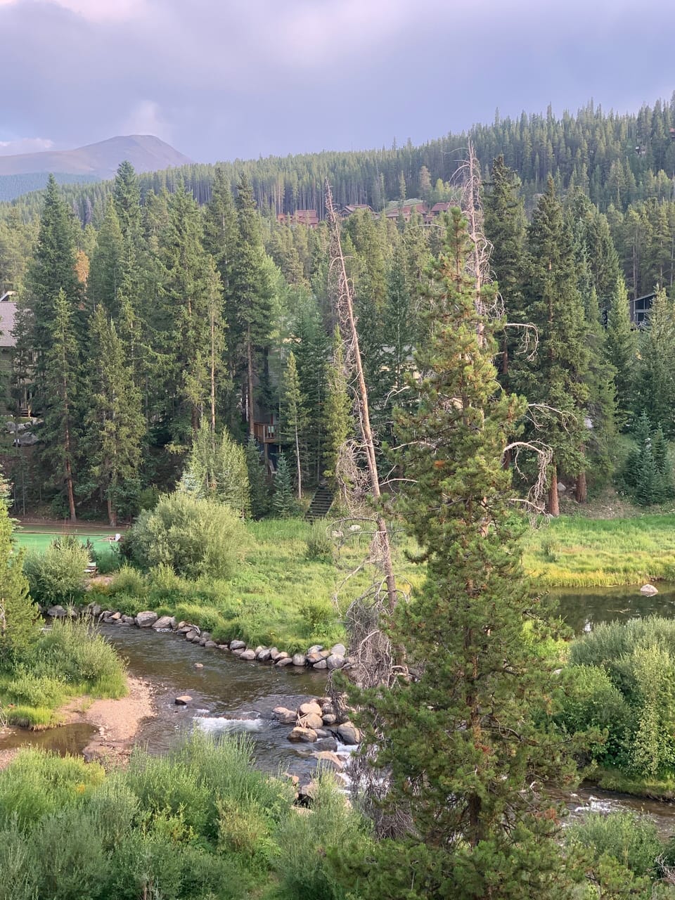 Looking at our home from across the river.