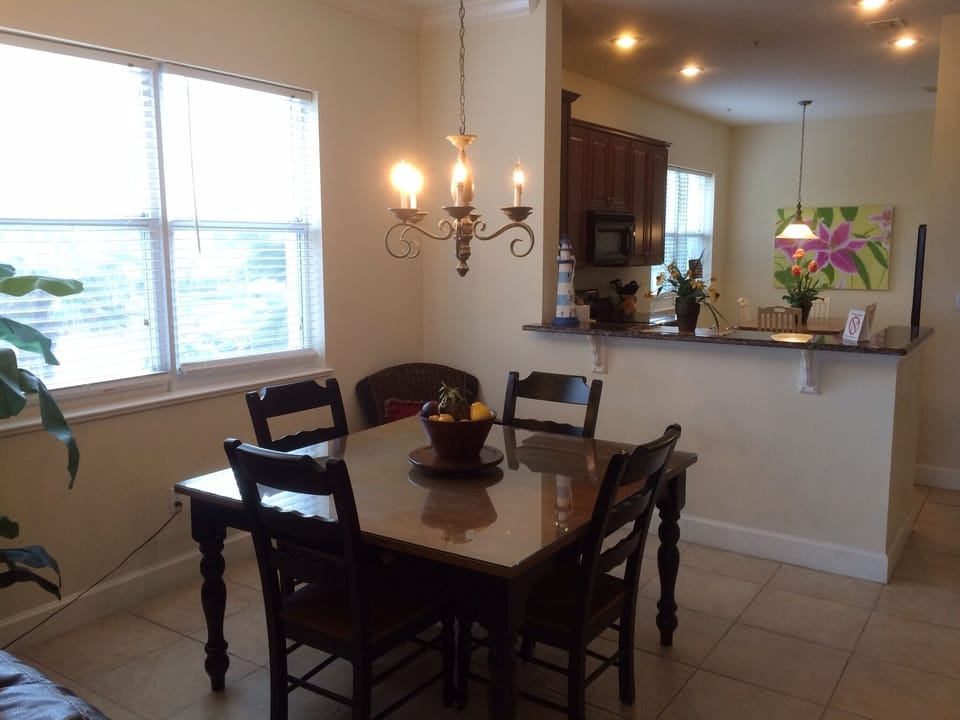 Eat in the kitchen or the dining room; a matching bench seat adds another two!