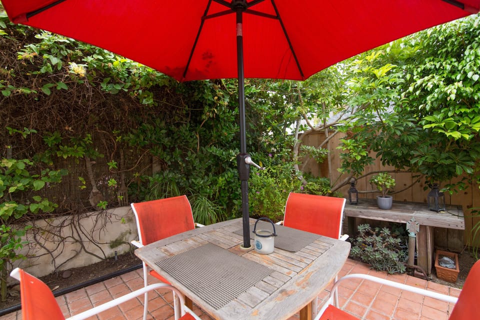 peaceful and quiet outdoor seating up the stairs from the unit 