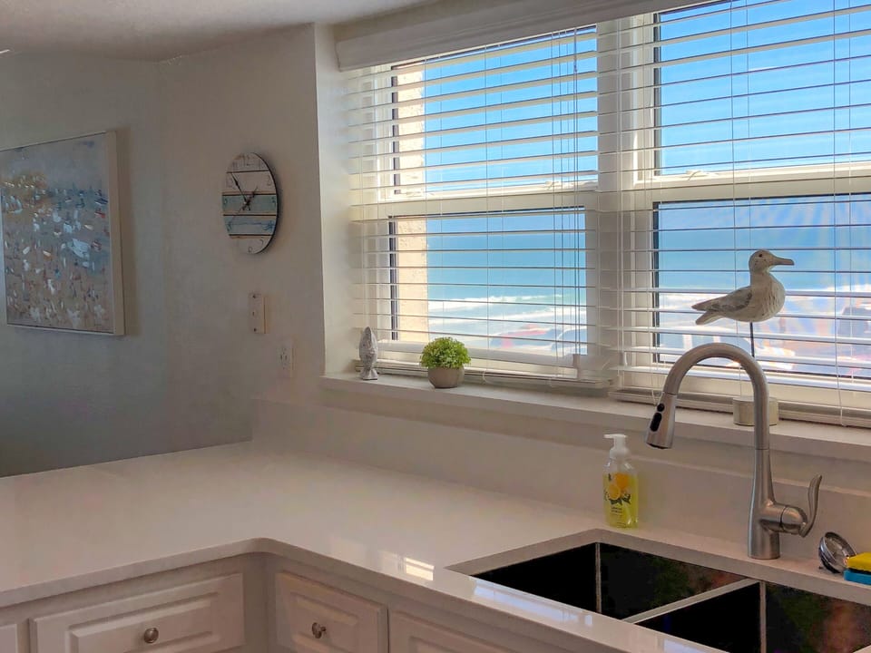 Great ocean/beach views from the kitchen and throughout our home.