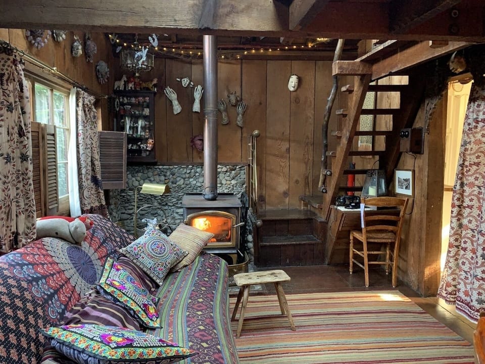 downstairs livinroom with the fire going