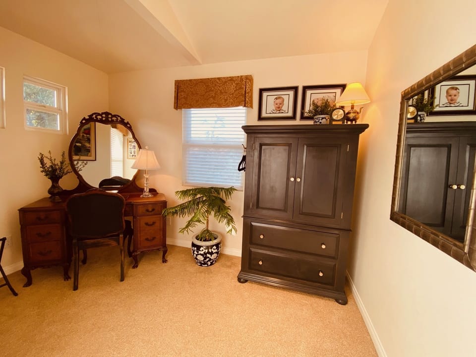 Private dressing area in master bedroom
