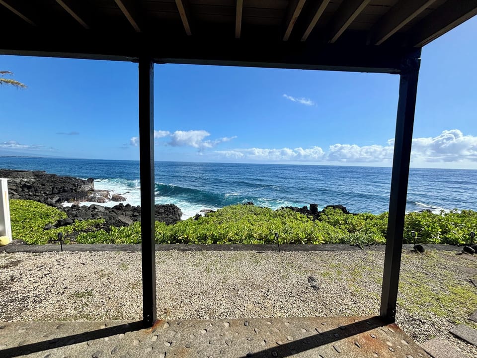 View from slider door on ground floor.