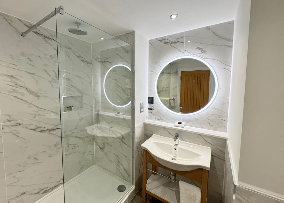 Free toiletries, hair dryer, towels