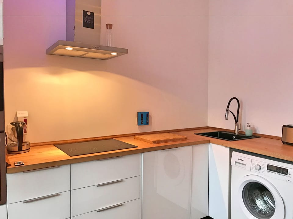 Classic Apartment, 2 Bedrooms, Balcony | Private kitchen | Fridge, microwave, oven, stovetop