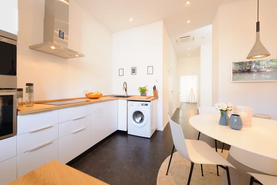 Classic Apartment, 2 Bedrooms, Balcony | Private kitchen | Fridge, microwave, oven, stovetop