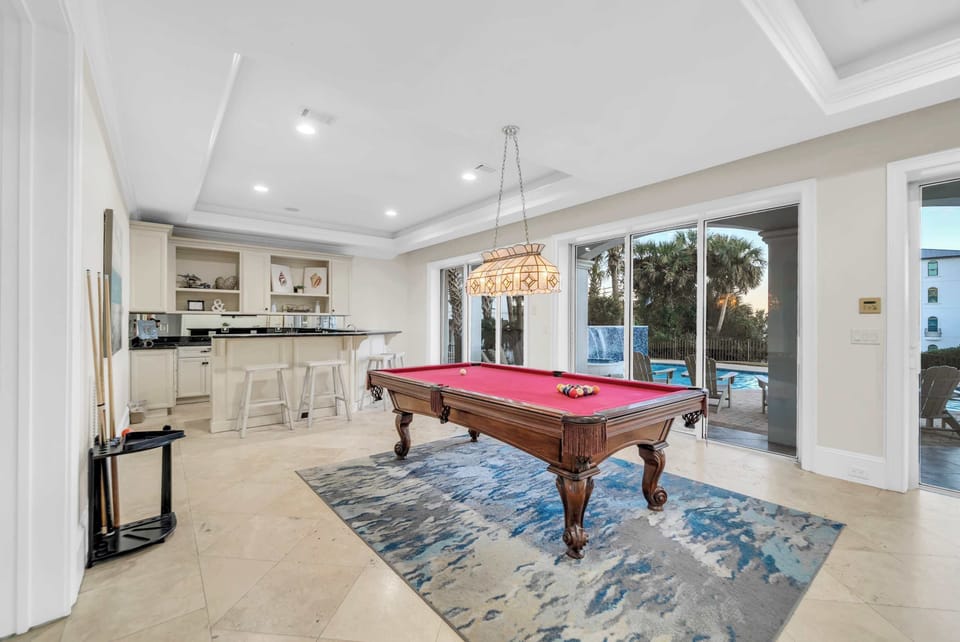 Open Air Entertainment Space with Living Room, Pool Table & Wet Bar
