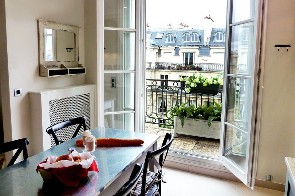 The kitchen opens out onto the large terrace.