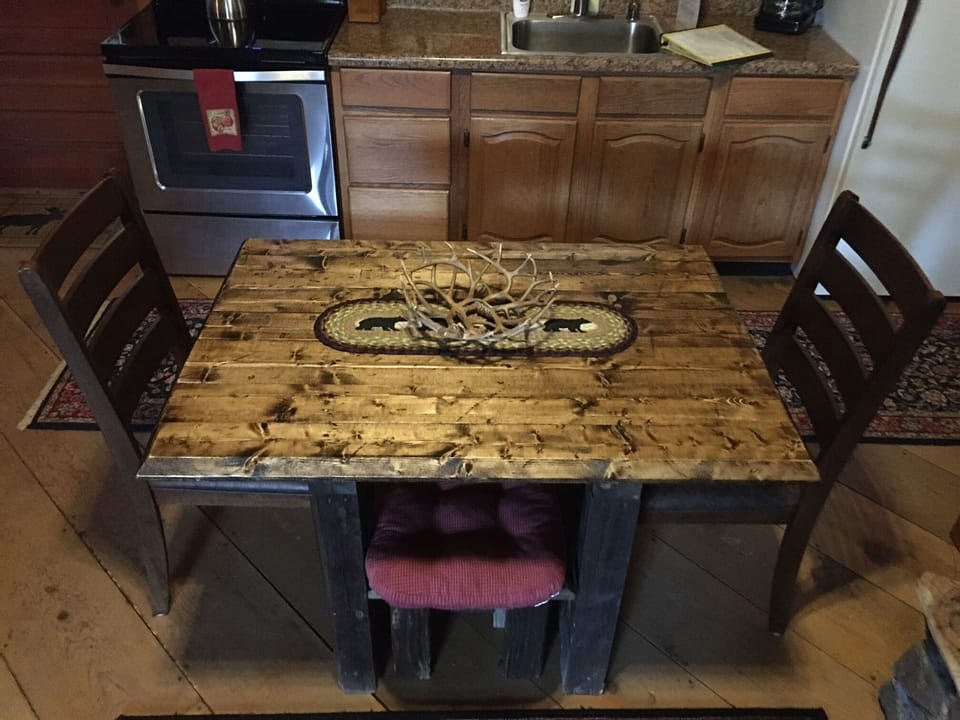Rustic kitchen table with benches