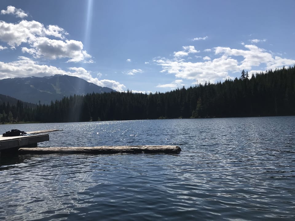 Enjoy a beverage on the dock at Lost Lake...