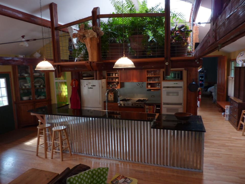 The cottages' great room and newly updated kitchen.  