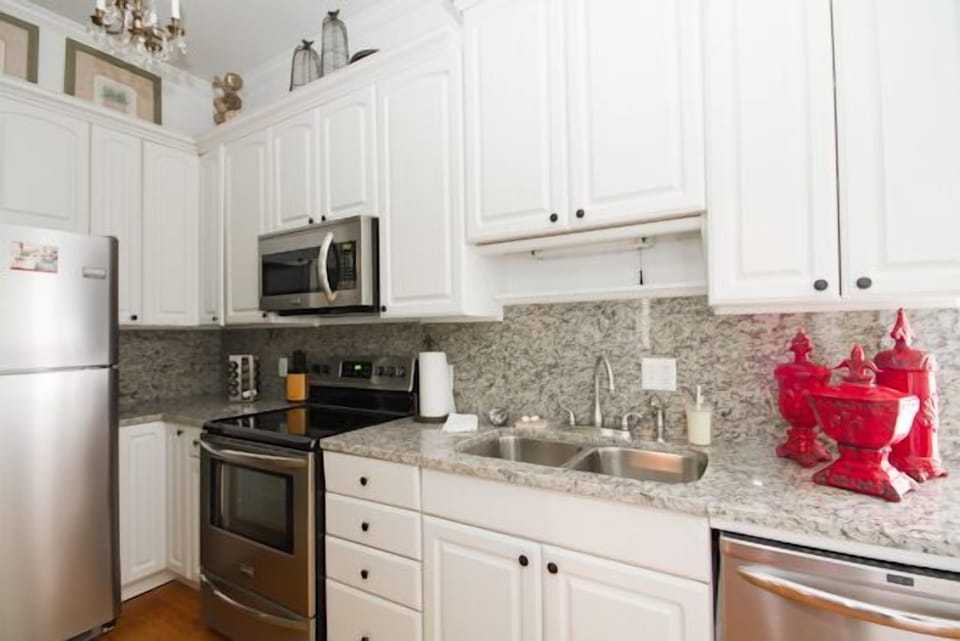 Kitchen was renovated with granite counters & stainless steel appliances