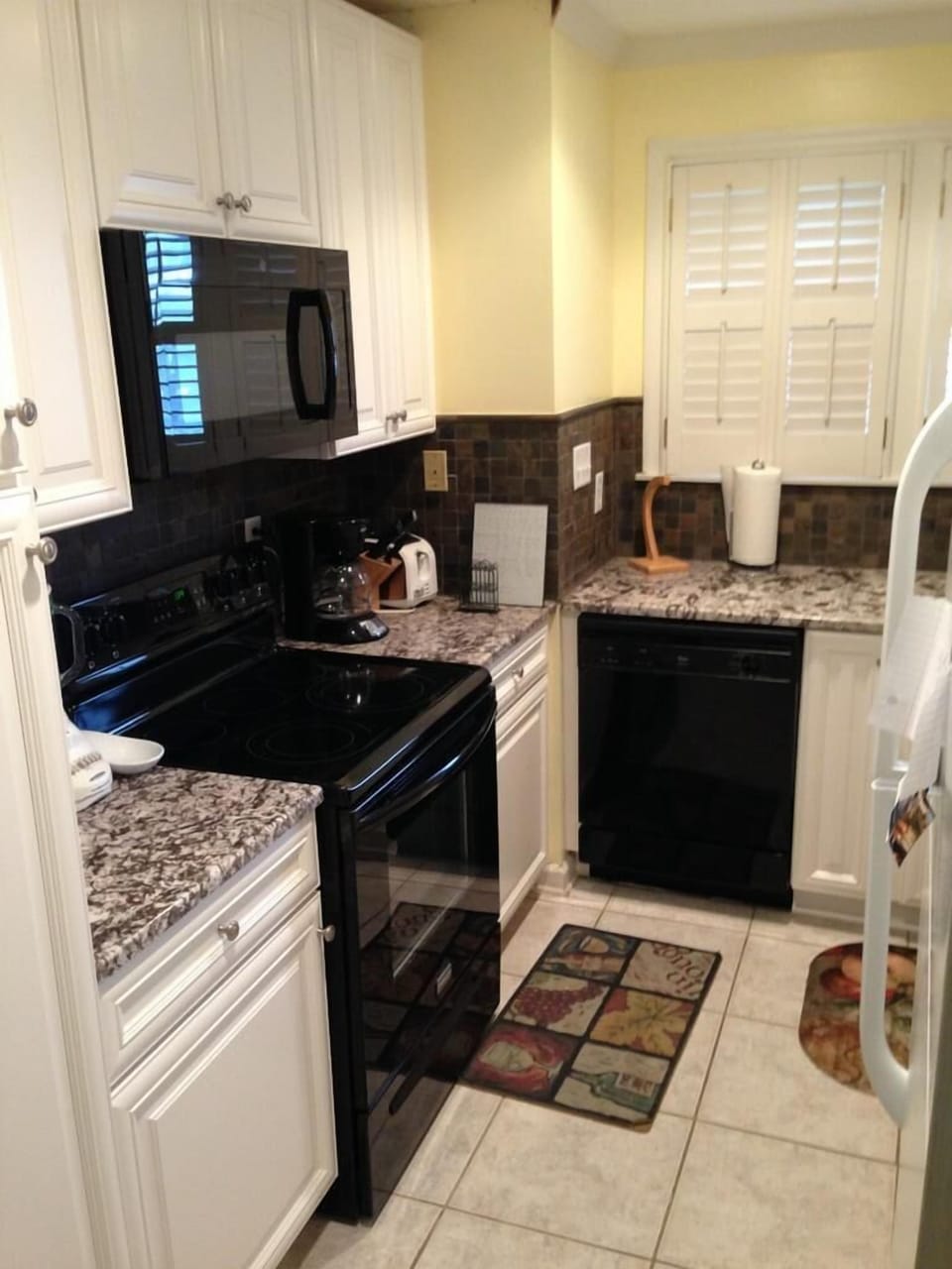 Our newly remodeled kitchen has granite countertops and a convection oven if you choose to eat in
