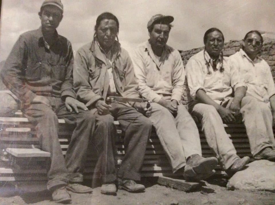 These men from Taos Pueblo built my grandparents pueblo style home in 1945. 
