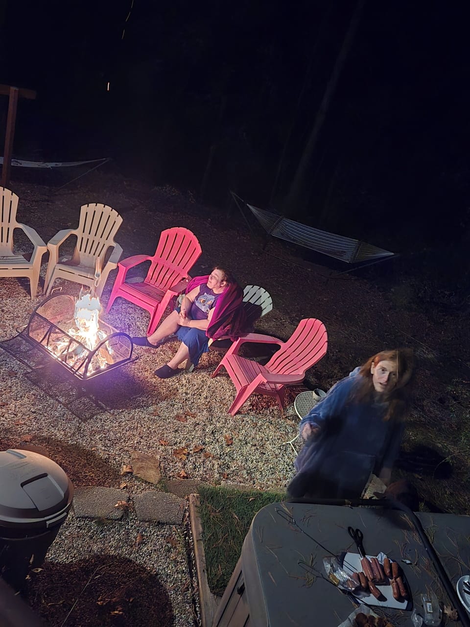 Outdoor fire pit at night