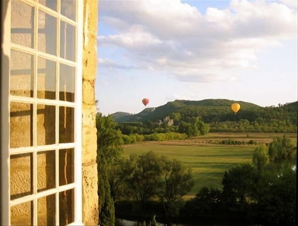 View from the dining room window with the Hot Air Balloons afloat overhead.