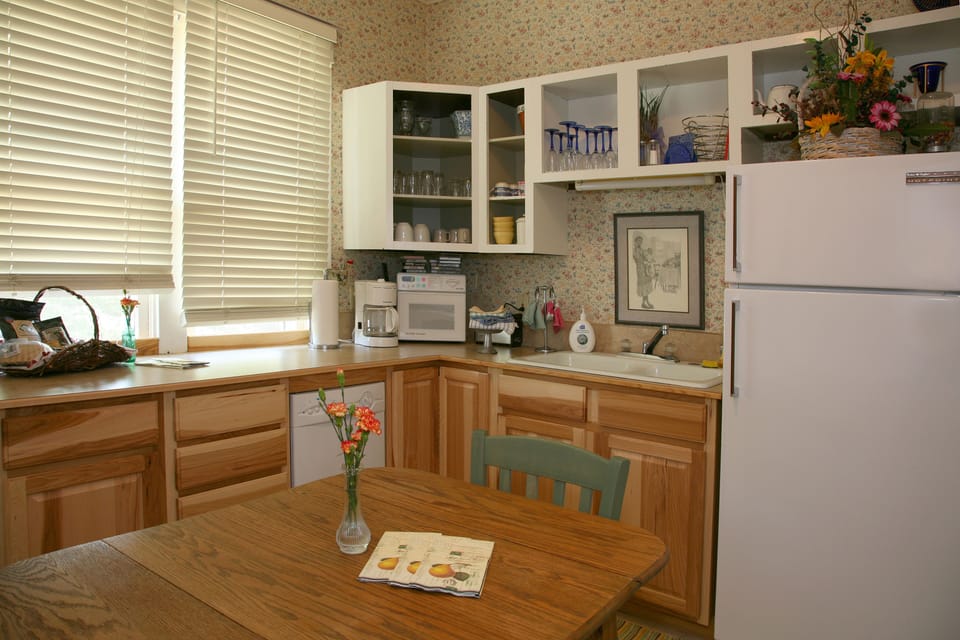 Our kitchen is modern.    We even have a rice steamer and coffee grinder! 