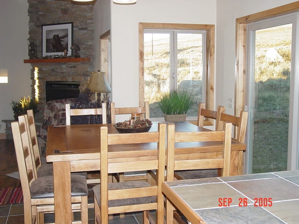 From kitchen to eat in dining area, seats 8 plus 2 stools at counter