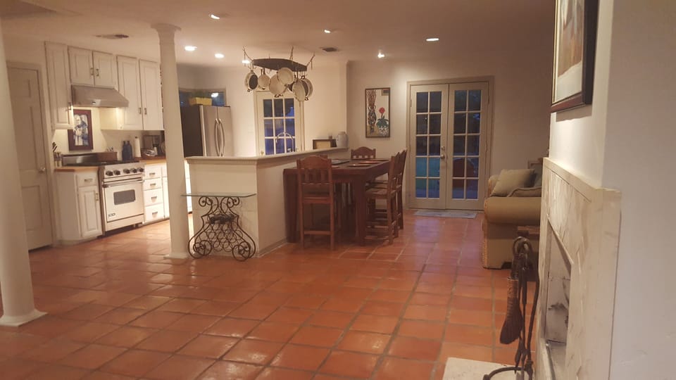 Backyard French Doors & Gourmet Kitchen View