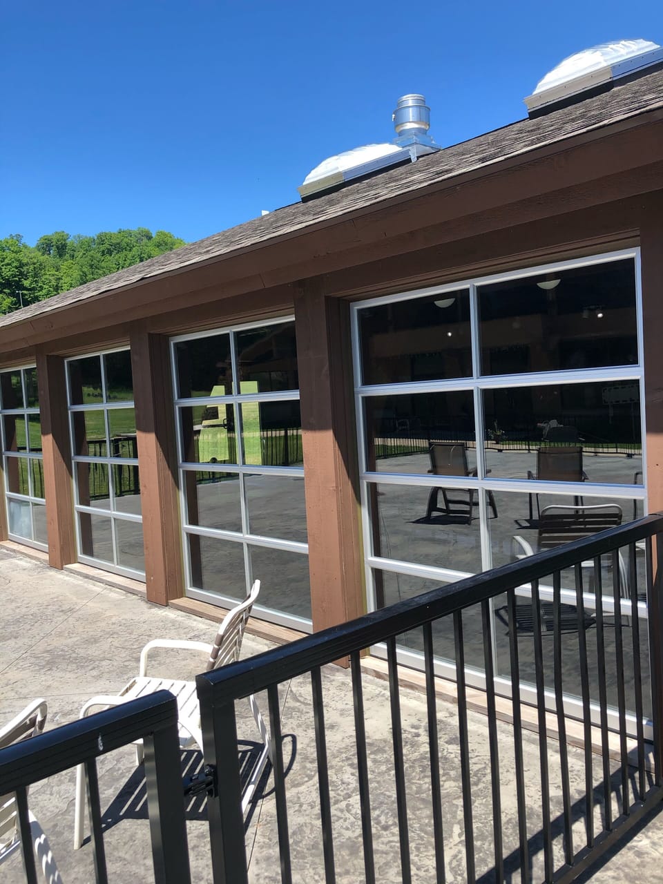 Overhead Doors that open at the indoor pool
