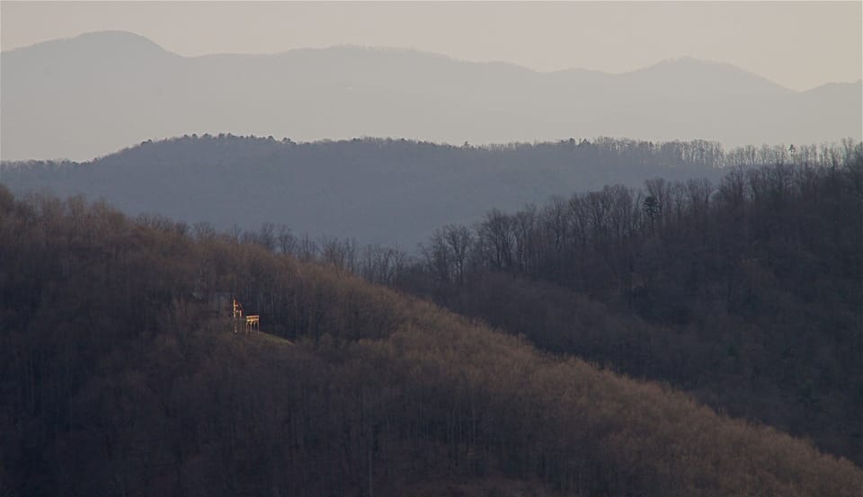 This view of the cabin is taken from Doughton Park