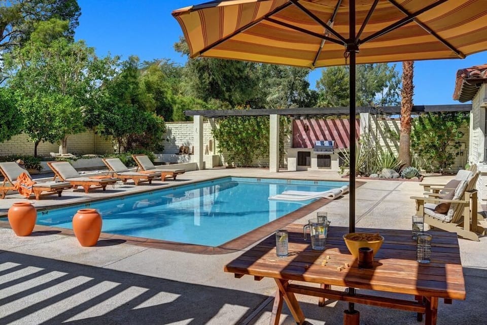 Backyard with saltwater pool