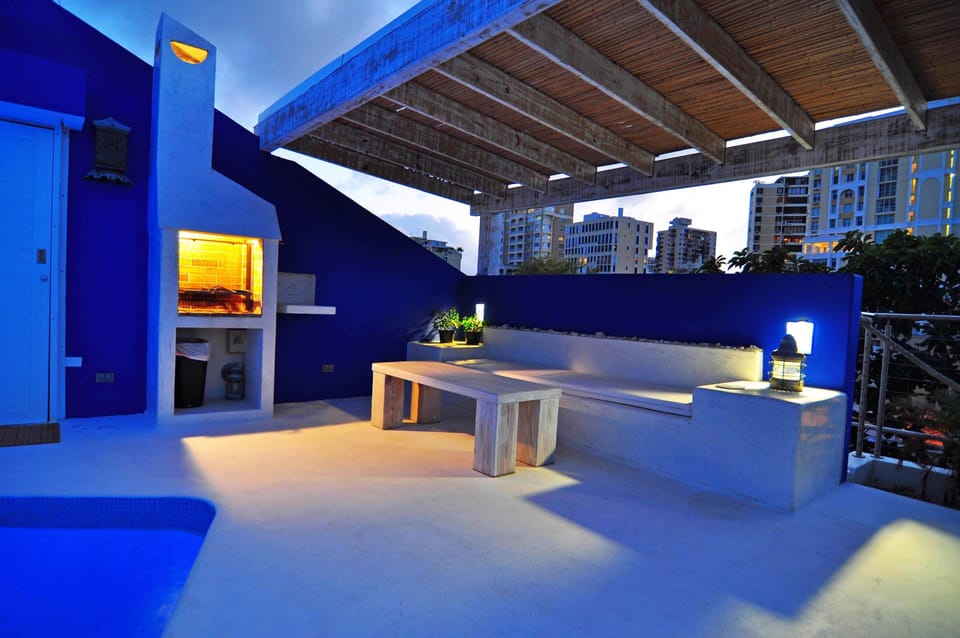 Top roof pool at sunset