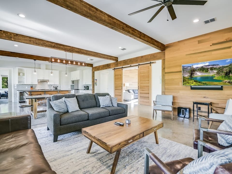 View of great room looking towards the kitchen and the "bonus room".