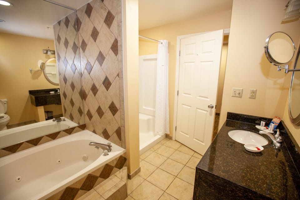Deluxe Apartment, 1 King Bed, Non Smoking (Suite) | Bathroom | Combined shower/tub, eco-friendly toiletries, hair dryer, towels