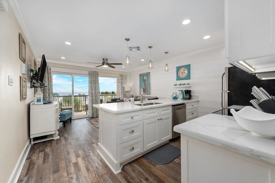 Prepare delightful meals in a fully equipped kitchen with modern appliances.